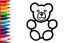 How to draw simple Teddy Bear 🧸🐻🐨 Teddy Drawing and Coloring 🧸 Kids Learning videos