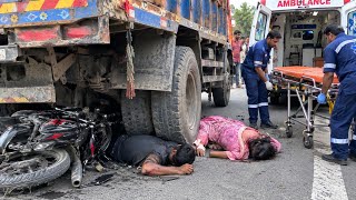 Full 🚛 Massive Truck vs Bike Accident 😱 | Shocking Road Accident & Ambulance Rescue! #roadaccident  News
