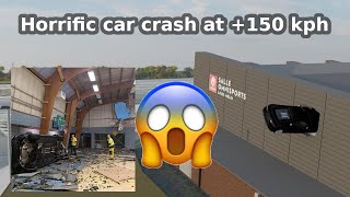 Horrific Car Crash In Belgium. Car Flies At 150Kph Through Sports Hall