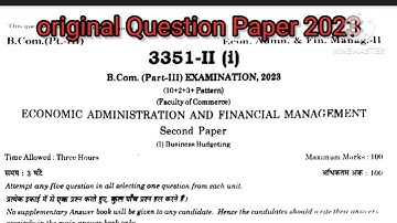 Original Question Paper Of Business Budgeting 2023 | Rajasthan University BCOM | BBA