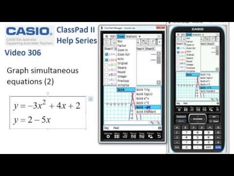 ClassPad Help 306 - Graph Simultaneous Equations 2 (Quadratic)