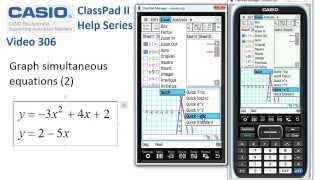 Celebrity ClassPad Help 306 - Graph Simultaneous Equations 2 (Quadratic) Wealth
