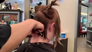 Beautiful Angled Bob Haircut. Step by step tutorial.  Perfect bob cut.  Layered bob haircut