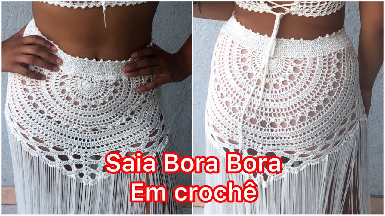 Meia mandala em crochê - Início da saia Bora Bora