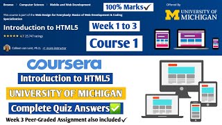 Introduction to HTML5 | Coursera | Web Design for Everybody | Course 1 | All Week Solutions