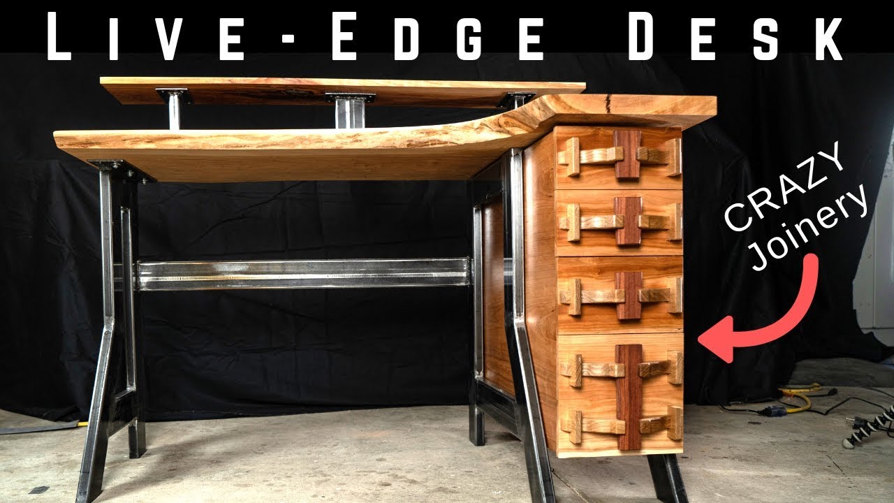 Live Edge Industrial Desk with CRAZY WOODWORKING JOINERY ...