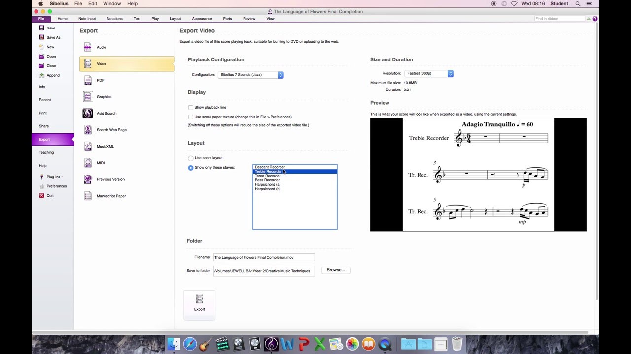 Exporting Sibelius Scores Lesson - Version, Video, Audio -