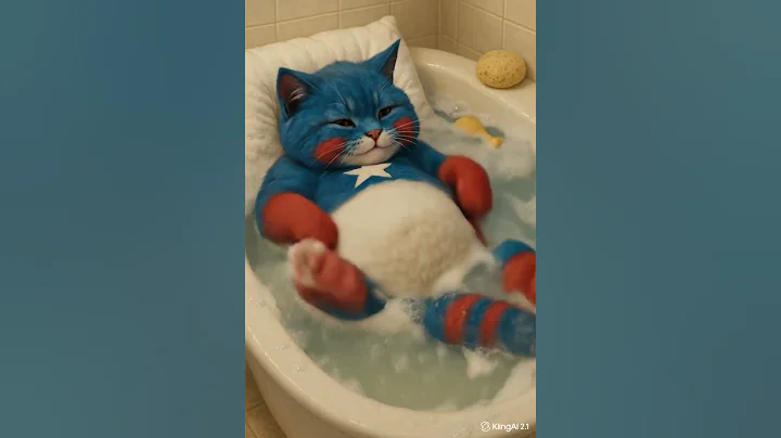 Watch the video about 🇺🇸 Captain Cat-tastic Takes a Bubble Bath! 🐱🛁 | The Cutest Superhero Ever! 💥✨ #ai #shorts #makkah