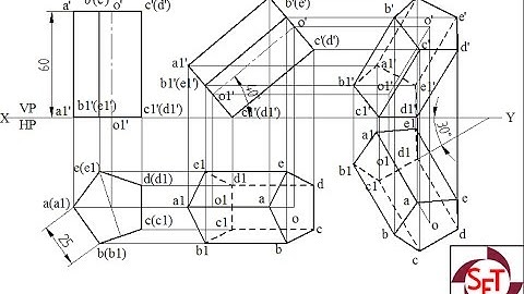 Projection of a pentagonal prism using Solid Edge