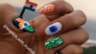 Independence day theme Nailart, How to draw freehand  Map of India on nails...the easy way.