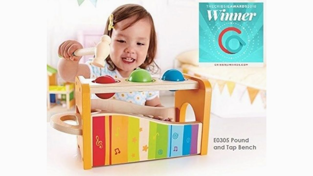 Hape Wooden Musical Instruments Pound and Tap Bench Hammer Ball Xylophone Toy Musical Instrument