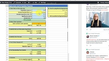 Single-sample z-test for Population Proportion-Excel
