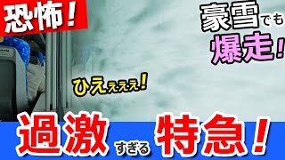 【恐怖】豪雪でも強すぎる過激な走りの特急に乗ってみた　Riding the limited express train in Japan on Heavy Snow Day
