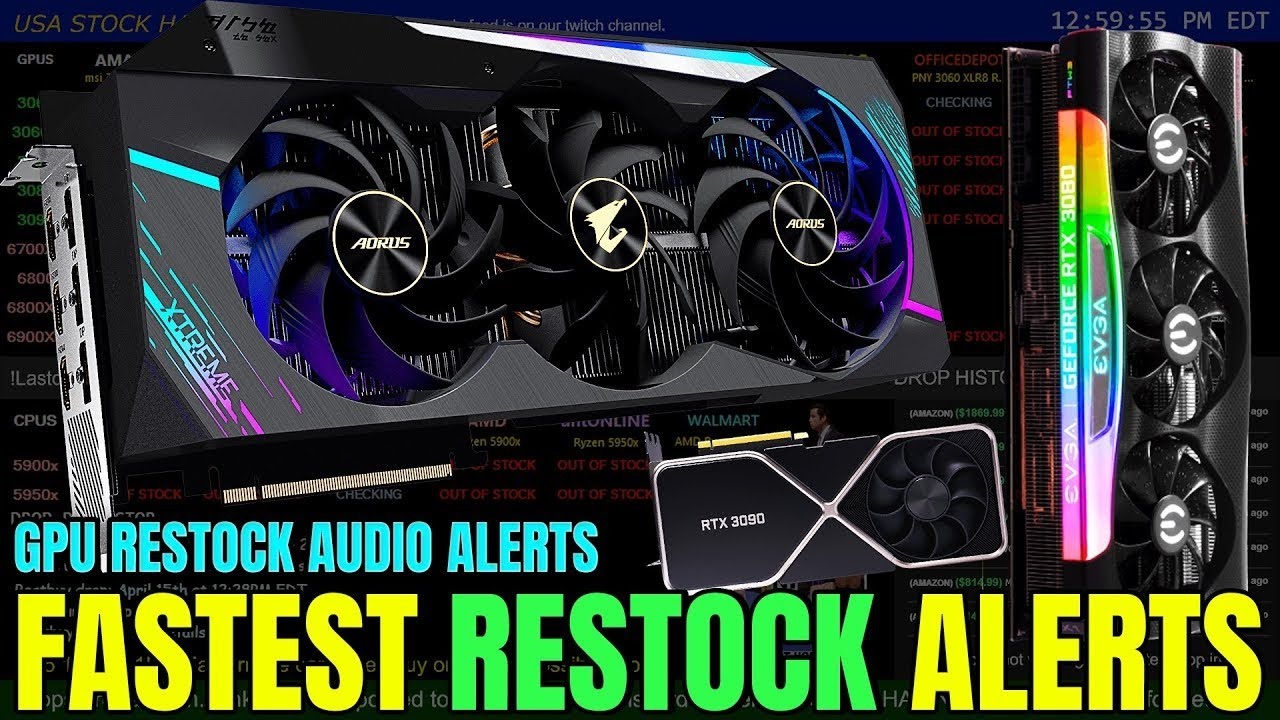 24/7 In-Stock GPU Alerts RTX 3060/3070/3080/3080/3090 RX 6600/6700/6800/6900 \u0026 Alder Lake CPUS