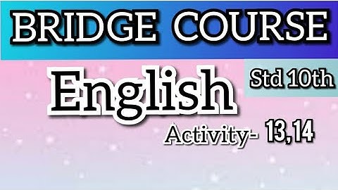 10th Bridge Course | English | Activity 13, 14 | 10 वी चा सेतू अभ्यासक्रम |Maharashtra | @Study Best