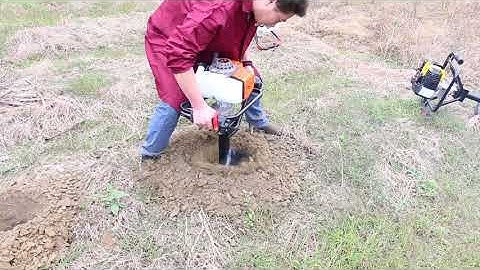 63CC EARTH AUGER  WORKING, WITH 300MM DRILL BIT