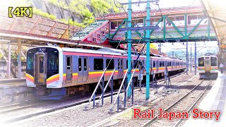 E129 Series JOETSU Line Local Train for Niigata Region departing Minakami Station | Train Japan