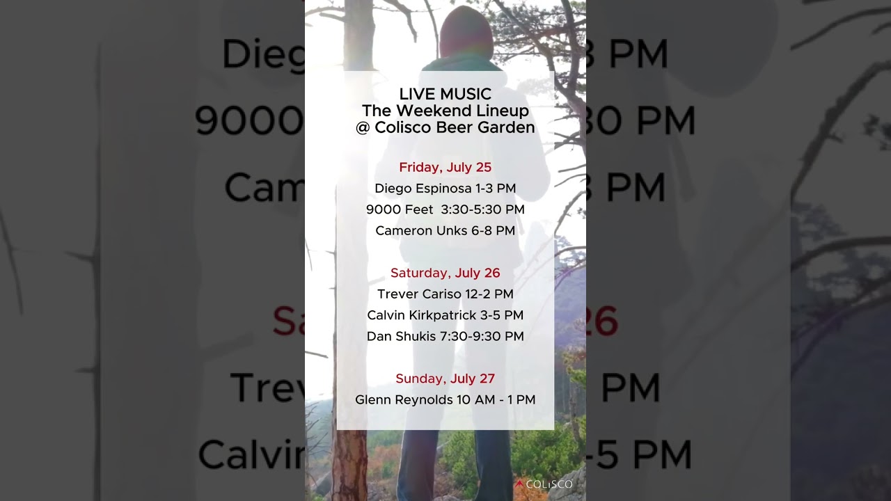 Weekend Live Music Lineup at Colisco Beer Garden | July 25–27, 2025 | Frisco, CO