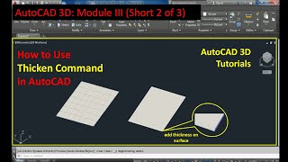 How to provide thickness on surface, how to use thicken command in autocad in hindi