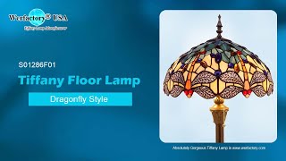 Famous Werfactory floor lamps stained glass Dragonfly Style W16H64 Inch Net Worth