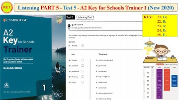 A2 KEY for Schools Trainer 1 - Listening Part 5 - Test 5 (Transcript + Key)