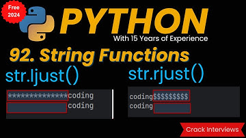 ljust() Function | rjust() Function | built in functions in Python | rjust | ljust