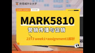 新南威尔士大学MARK5810 23T3 week1+Ass1课程解析