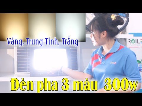 Đèn pha 300w, năng lượng mặt trời 3 màu trang trí, chiếu sáng sân vườn (trắng, vàng, trung tính)