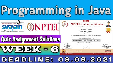 Programming in Java Week 6 || assignment 6 nptel || NPTEL JAVA Solution || July 2021