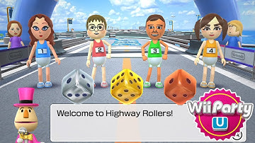 Wii Party U Highway Rollers Gameplay | Pauline Vs Skip Vs Eduardo Vs Sophia | AlexGamingTV