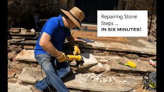 Repairing Stone Steps in 6 minutes! - BritNeck Homestead