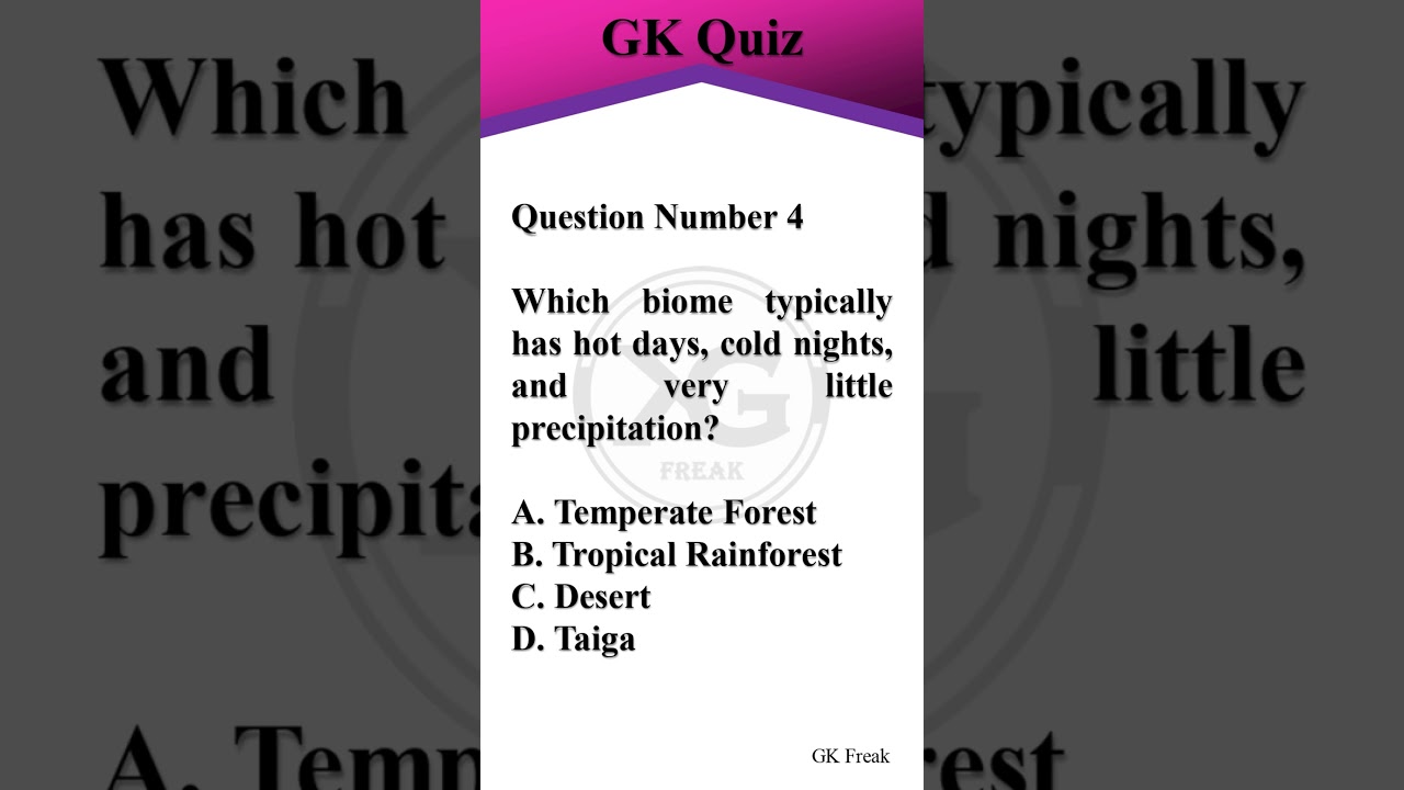 Quiz on Biome - Geography - General Knowledge || GK Quiz in English || Trivia