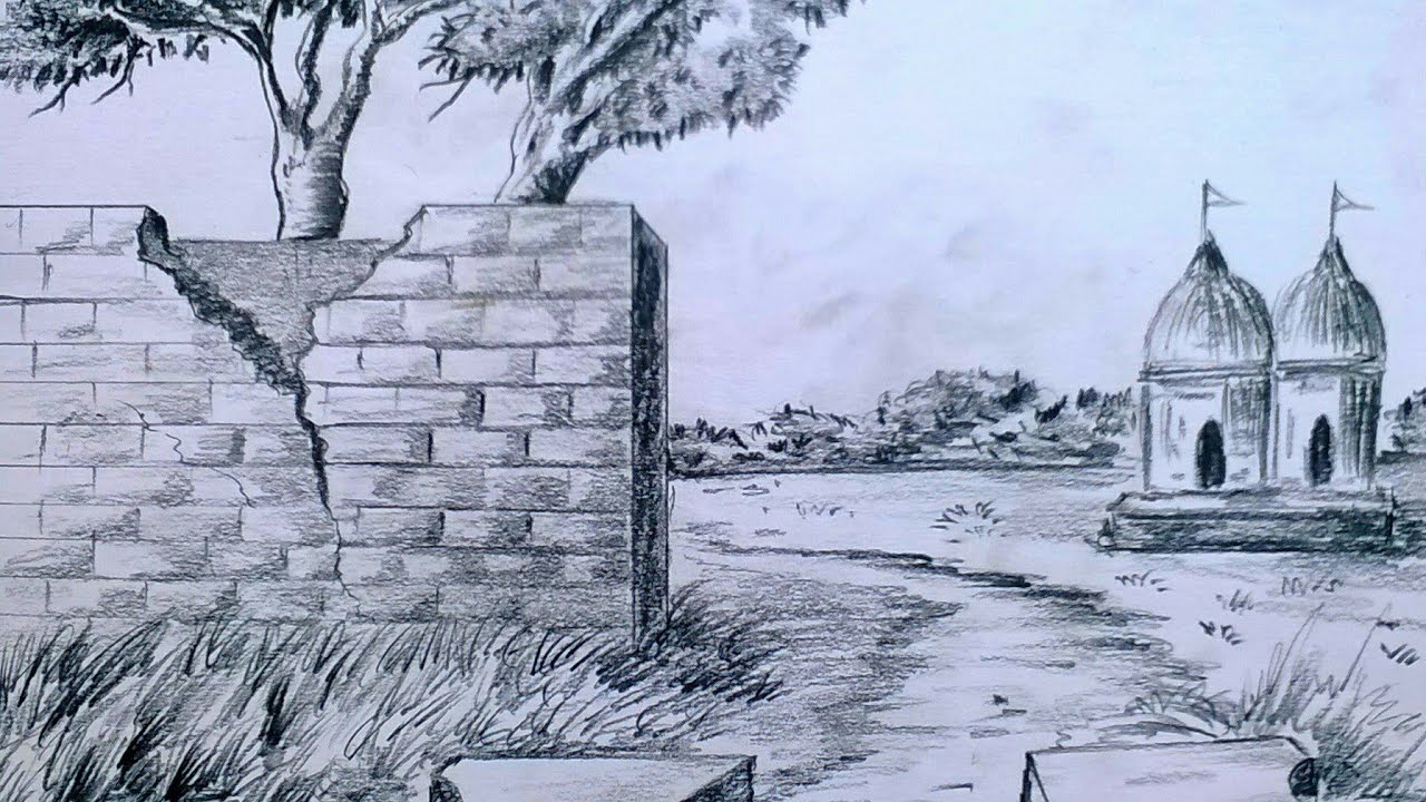 Pencil Drawing Of A Broken wall Scenery | pencil sketch | pencil drawing |  Bipu Art - YouTube