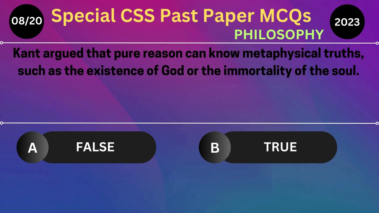 Special CSS 2023 Philosophy Past Paper MCQs with Answers for CSS Aspirants