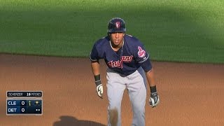 CLE@DET: Brantley's double confirmed in the 1st