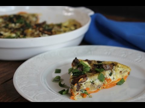 Sweet Potato Crusted Quiche With Mushroom, Spinach, And Goat Cheese