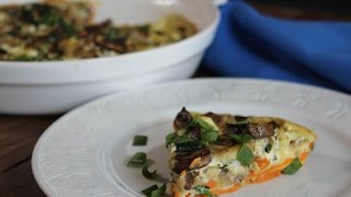 Sweet Potato Crusted Quiche With Mushroom, Spinach, And Goat Cheese