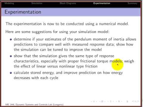 ME 144L: Pendulum (6): Experimentatin with compound pendulum