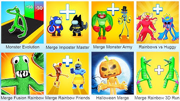 Monster Evolution Crowd Clash,Merge Imposter Master,Merge Monster Army,Rainbows Huggy,Merge Rainbow