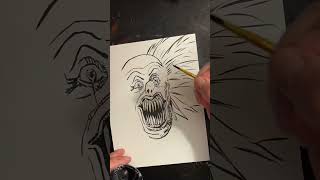 Pennywise Ink Drawing Timelapse | Tim Curry's Clown with a Terrifying Twist