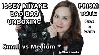 Issey Miyake Bao Bao UnBoxing | PRISM TOTE Medium vs Small Size | Pros &amp; Cons | Hubby reacts to Bag