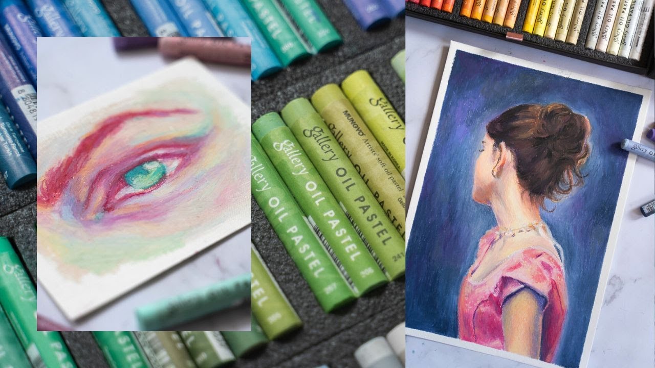 Oil pastel portrait painting with Mungyo Oil Pastels 🎨 | Full art process + eye drawing 🖍️