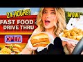 Eating Only NEWLY OPENED Drive Thrus IN MY CITY For 24 HOURS!