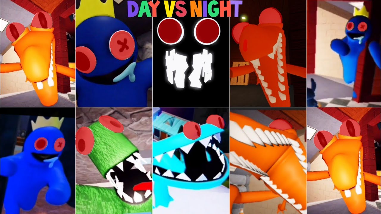 ( DAY  VS  NIGHT ) JUMPSCARE  RAINBOW FRIENDS CHAPTER 1 🌈 JUMPSCARE GAME PLAY