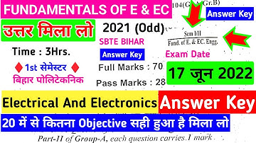 Answer Key fund of e & ec engg 💥 | fundamentals of electrical and electronics engineering answer key