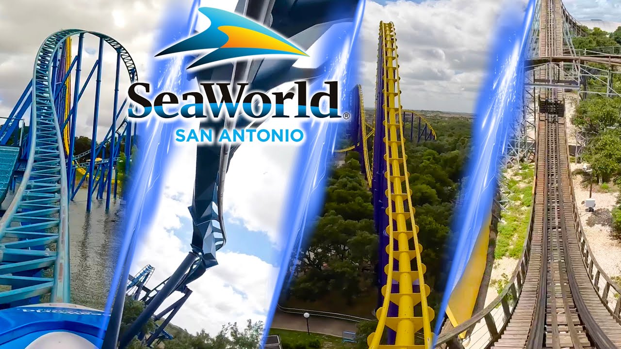 Все американские горки в SeaWorld San Antonio (Техас 🇺🇸) | Точка зрения на дороге