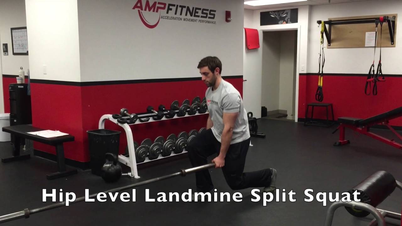 Hip Level Landmine Split Squat - YouTube