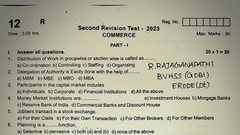 12th std commerce second revision exam question paper 2023 erode district
