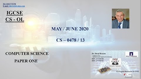 3- IGCSE COMPUTER SCIENCE - CS - MAY / JUNE 2020 - 0478/13 - THEORY - PAPER 1