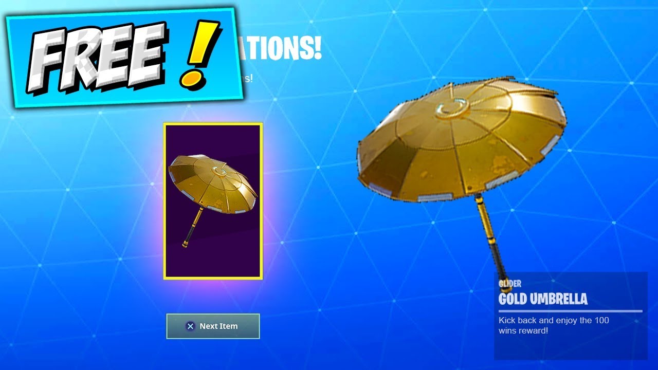 how to get golden umbrella the truth fortnite free gold umbrella 100 wins unlock reward season 8 - fortnite free umbrella